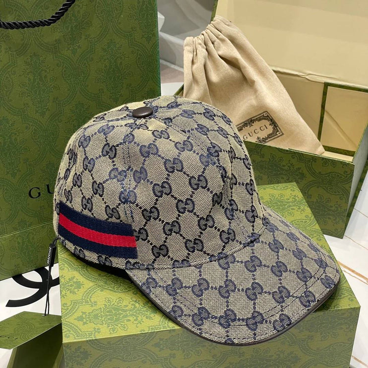 Casquette en toile Beige GG avec bande Web