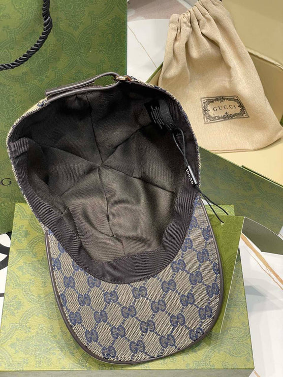 Casquette en toile Beige GG avec bande Web