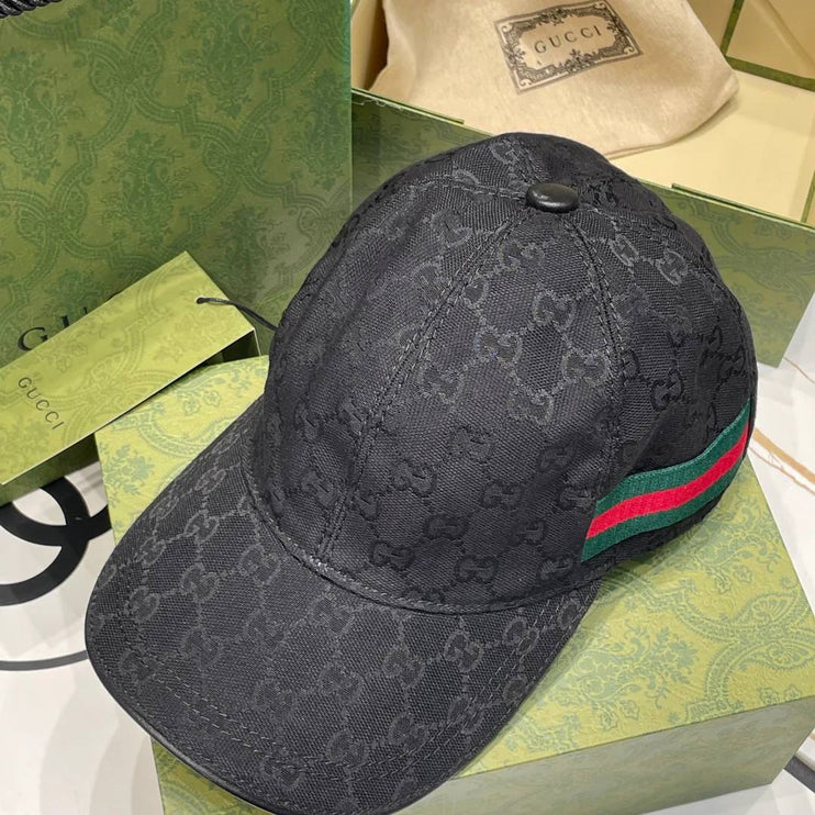 Casquette en Toile Noire GG avec bande Web