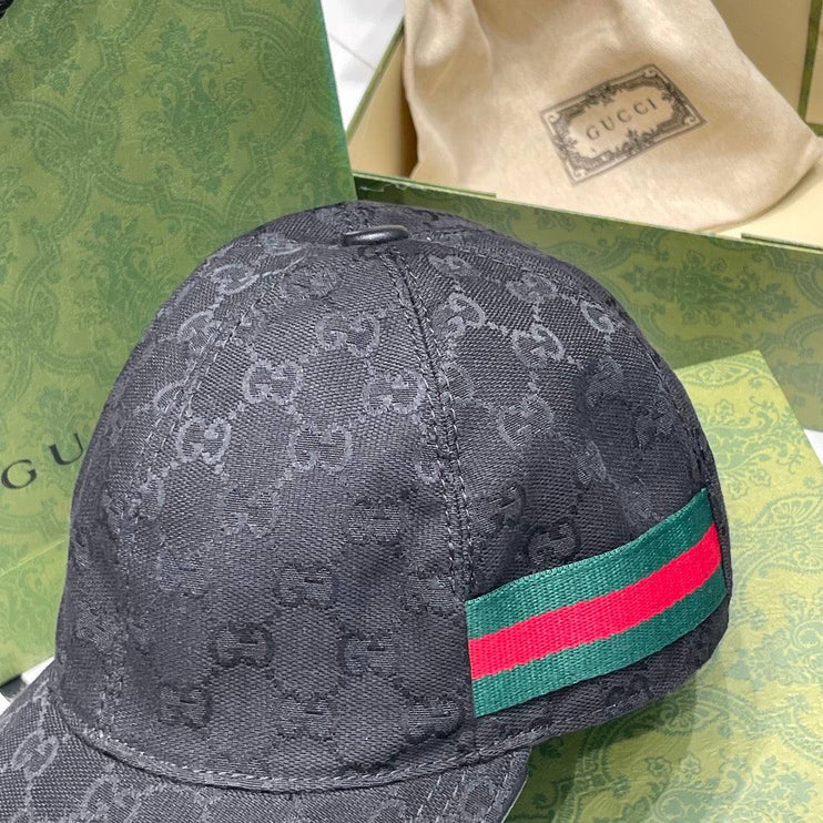 Casquette en Toile Noire GG avec bande Web